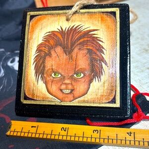2 Handmade "Chucky" Ornaments or Small Wall Hangings w/ Drawstring Bag